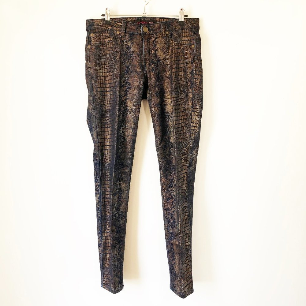 Material Girl metallic animal print jeans